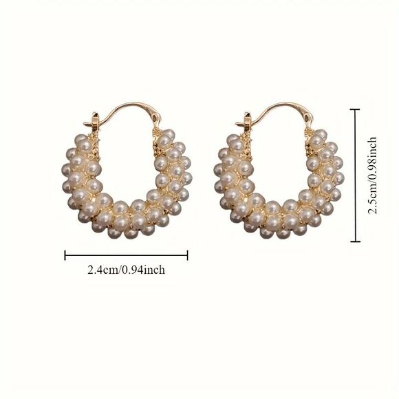 Boho Pearl Hoop Earrings - Picture 4 of 5